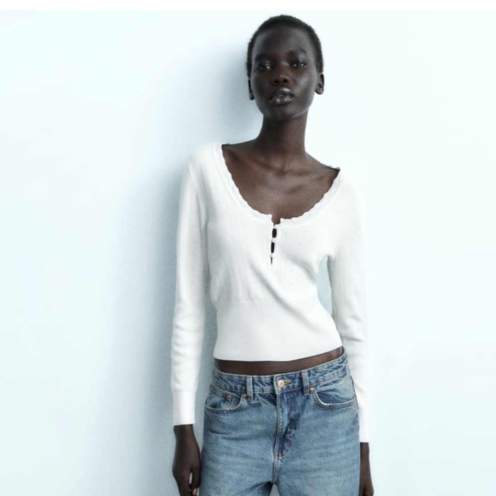 Zara Pointelle Knit Sweater